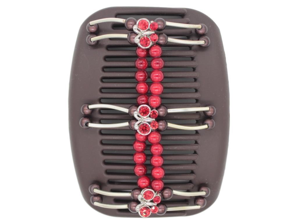 African Butterfly Hair Comb - Flowers Brown 41