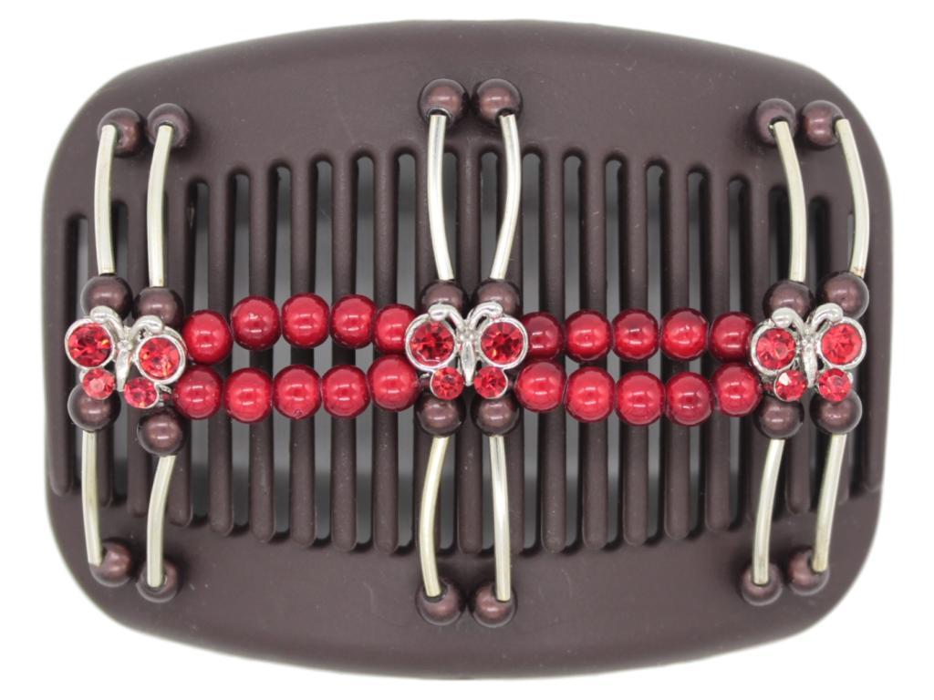 African Butterfly Hair Comb - Flowers Brown 41