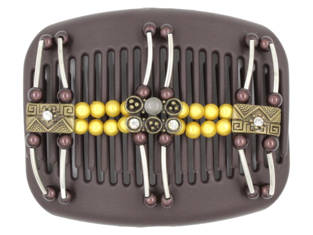 African Butterfly Hair Comb - Flowers Brown 49