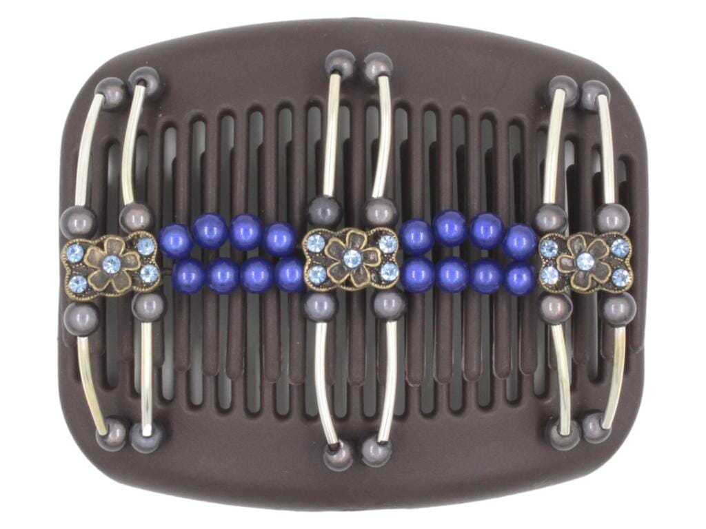 African Butterfly Hair Comb - Flowers Brown 58