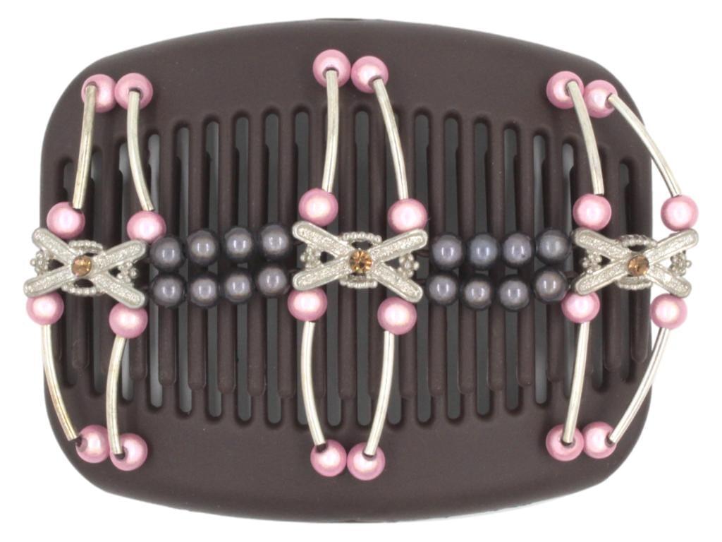 African Butterfly Hair Comb - Flowers Brown 61
