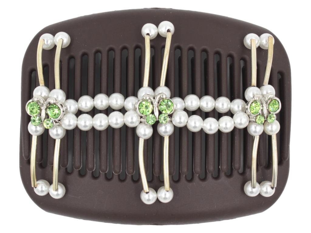 African Butterfly Hair Comb - Flowers Brown 65