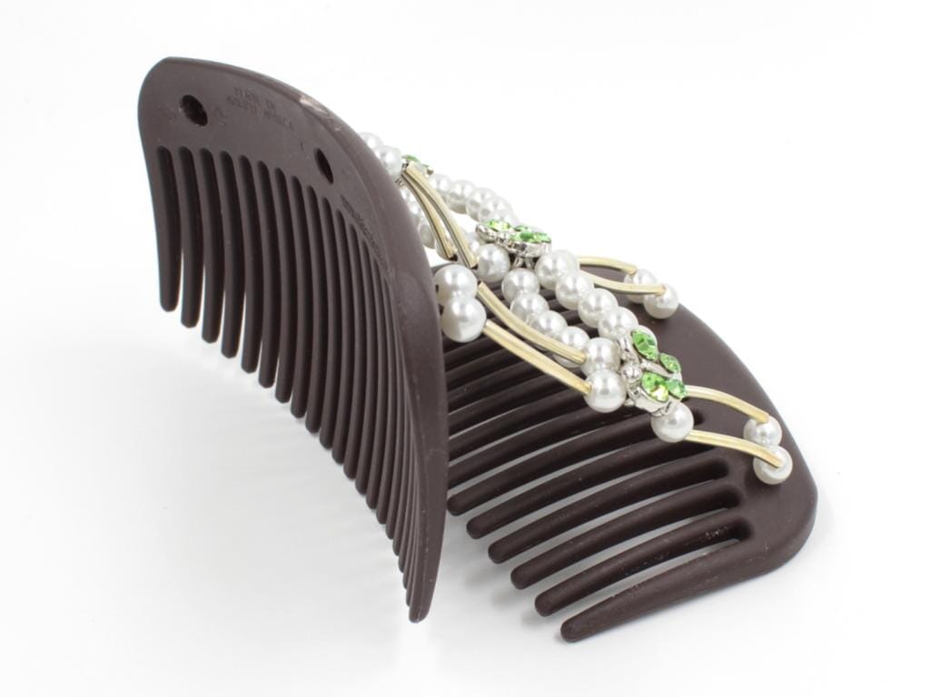 African Butterfly Hair Comb - Flowers Brown 65