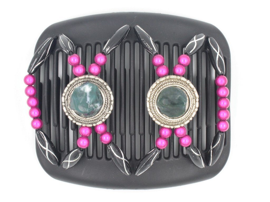 African Butterfly Hair Comb - Gemstone Black 29