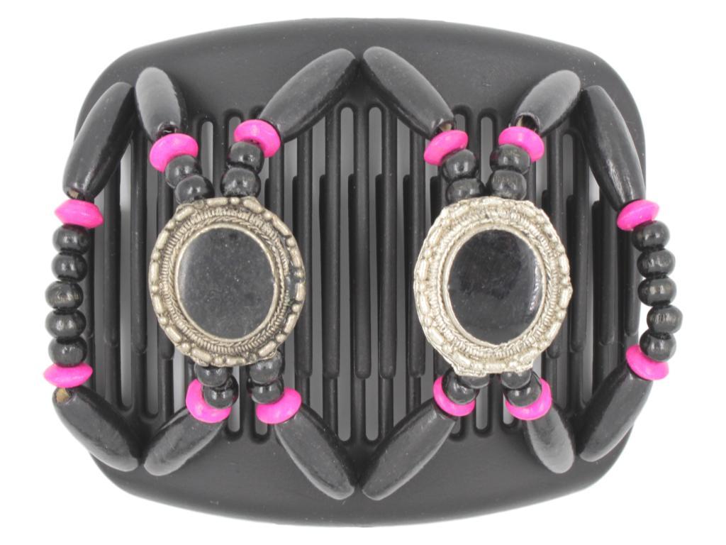 African Butterfly Hair Comb - Gemstone Black 38