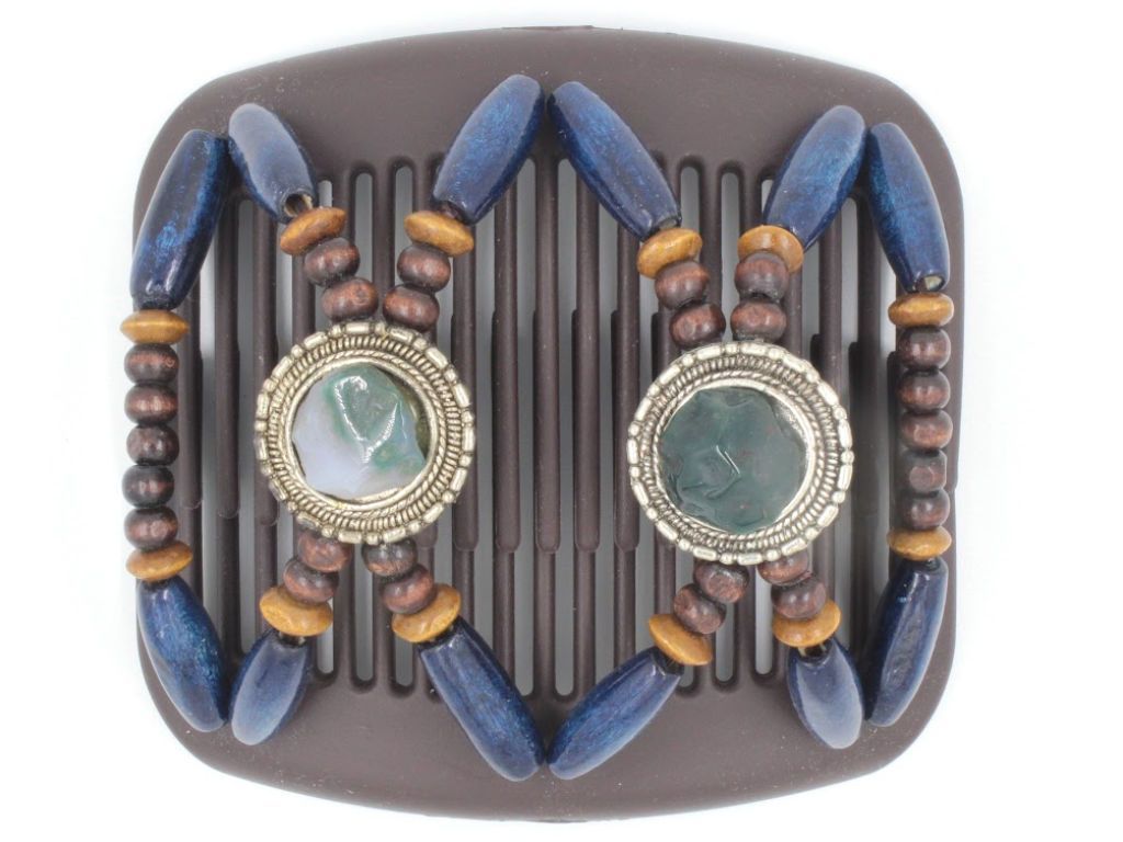 African Butterfly Hair Comb - Gemstone Brown 32