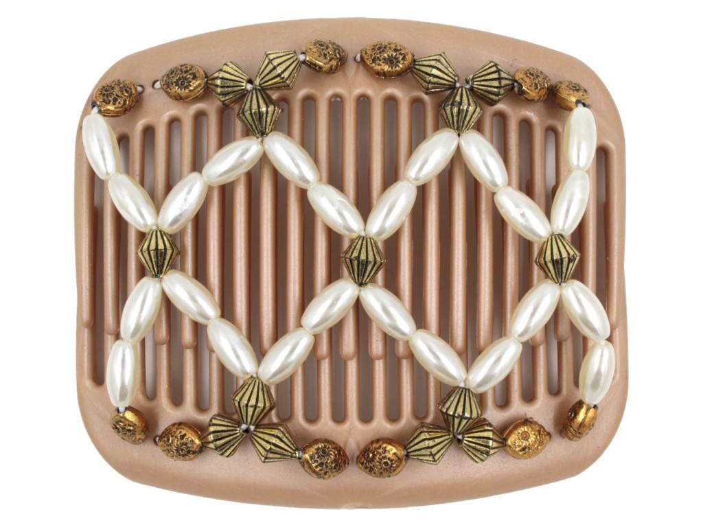 African Butterfly Hair Comb - Ndalena Brown Pearl 02
