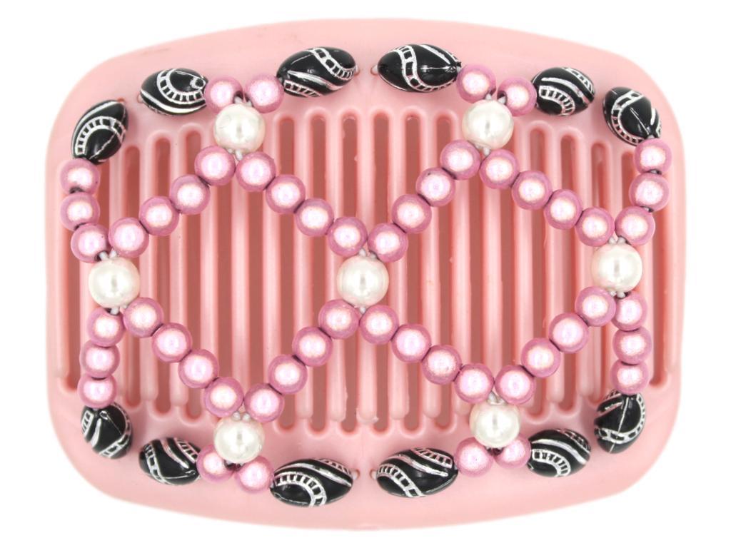 African Butterfly Hair Comb - Ndalena Pink Pearl 01