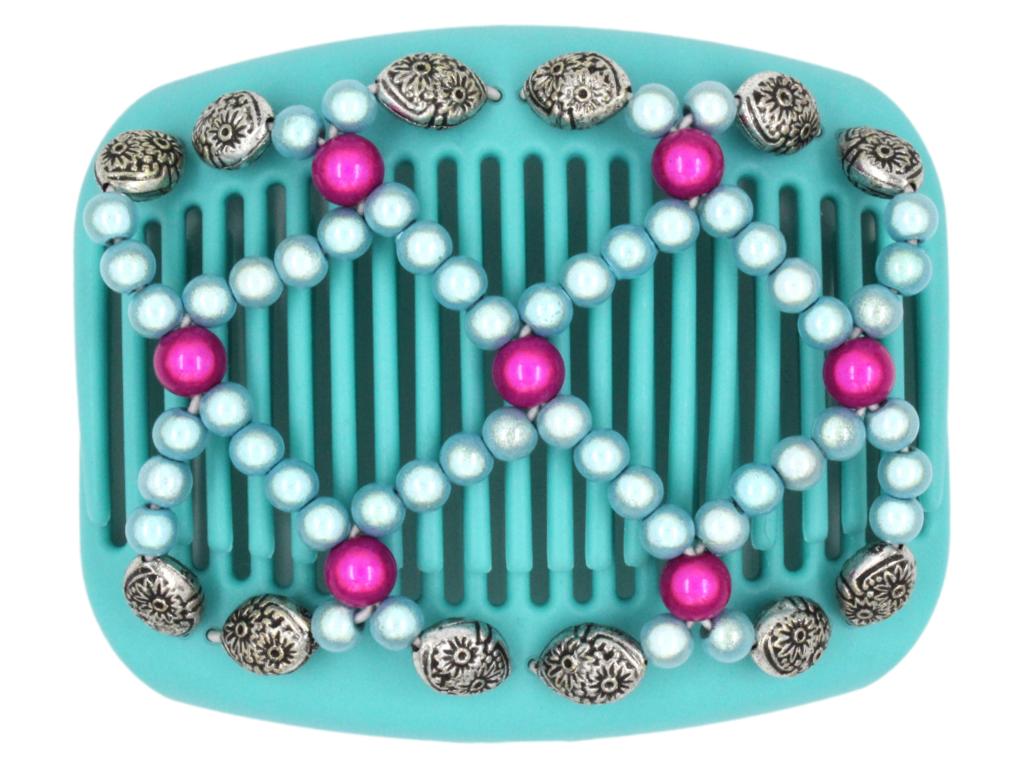 African Butterfly Hair Comb - Ndalena Turquoise 07