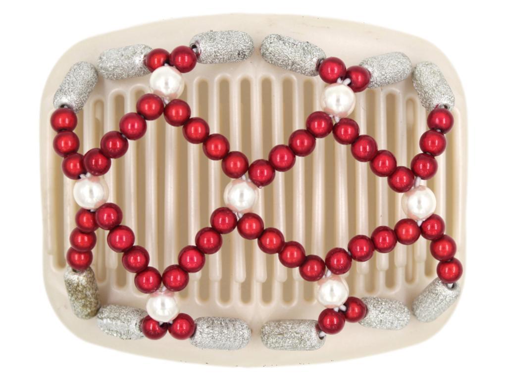 African Butterfly Hair Comb - Ndalena White Pearl 02