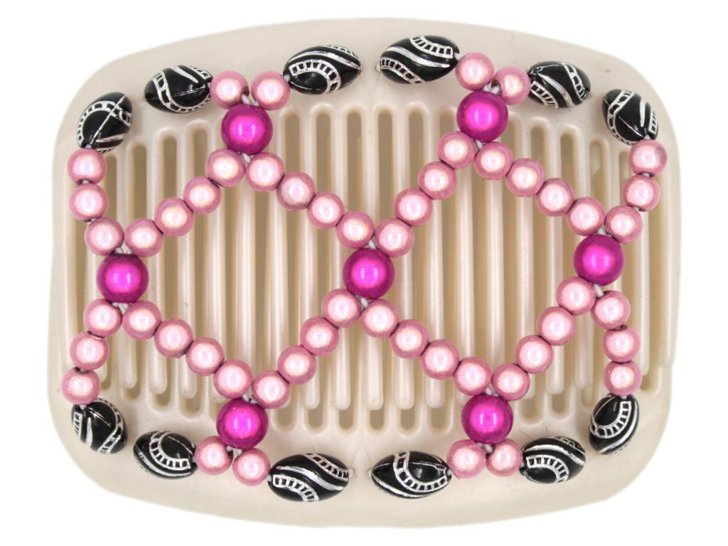 African Butterfly Hair Comb - Ndalena White Pearl 04