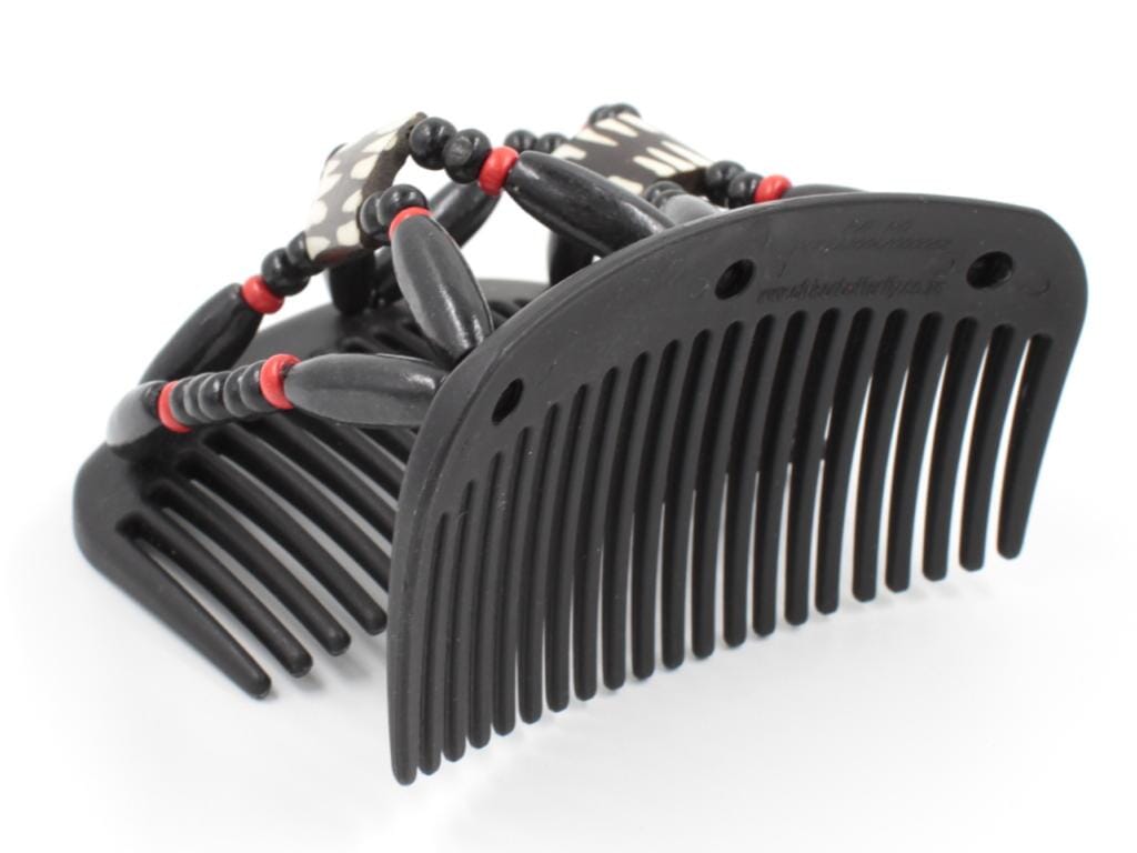 African Butterfly Hair Comb - Stones & Bones Black 115