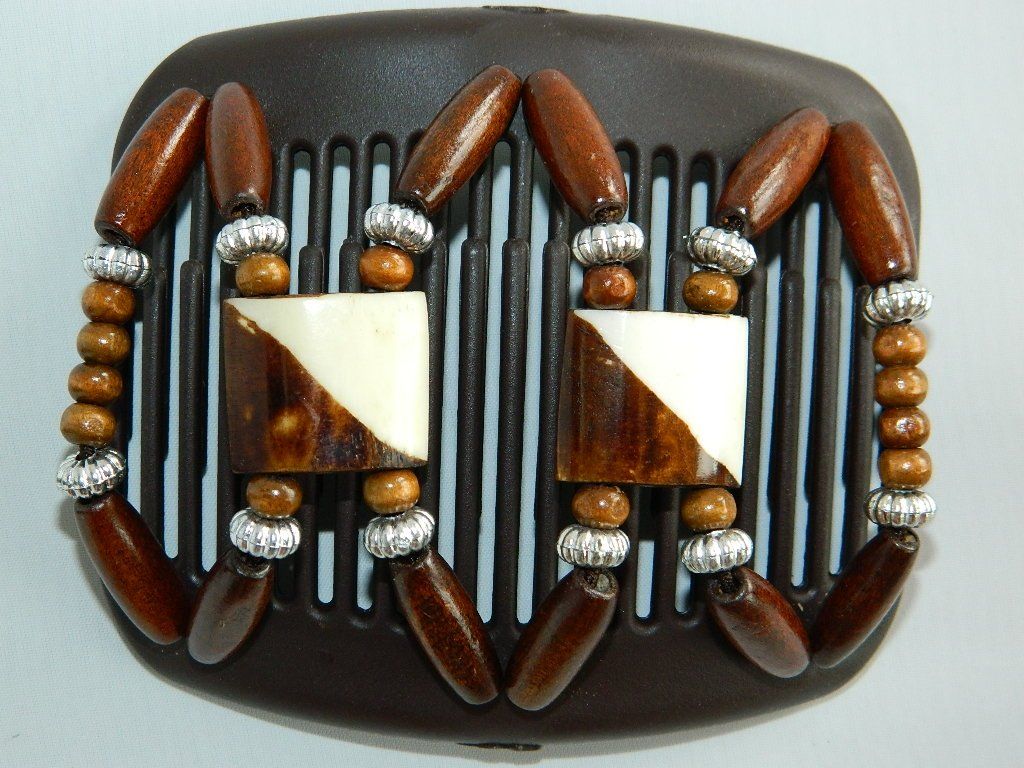 African Butterfly Hair Comb - Stones & Bones Brown 01