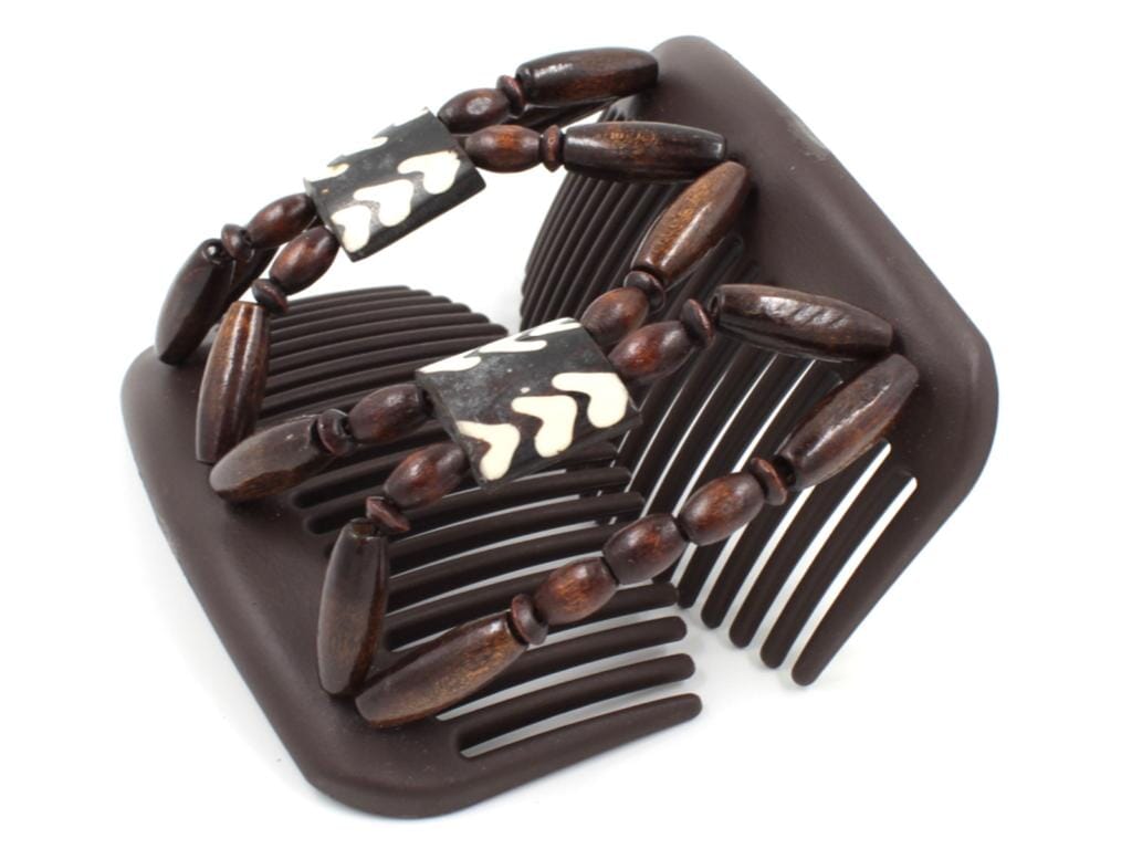 African Butterfly Hair Comb - Stones & Bones Brown 110