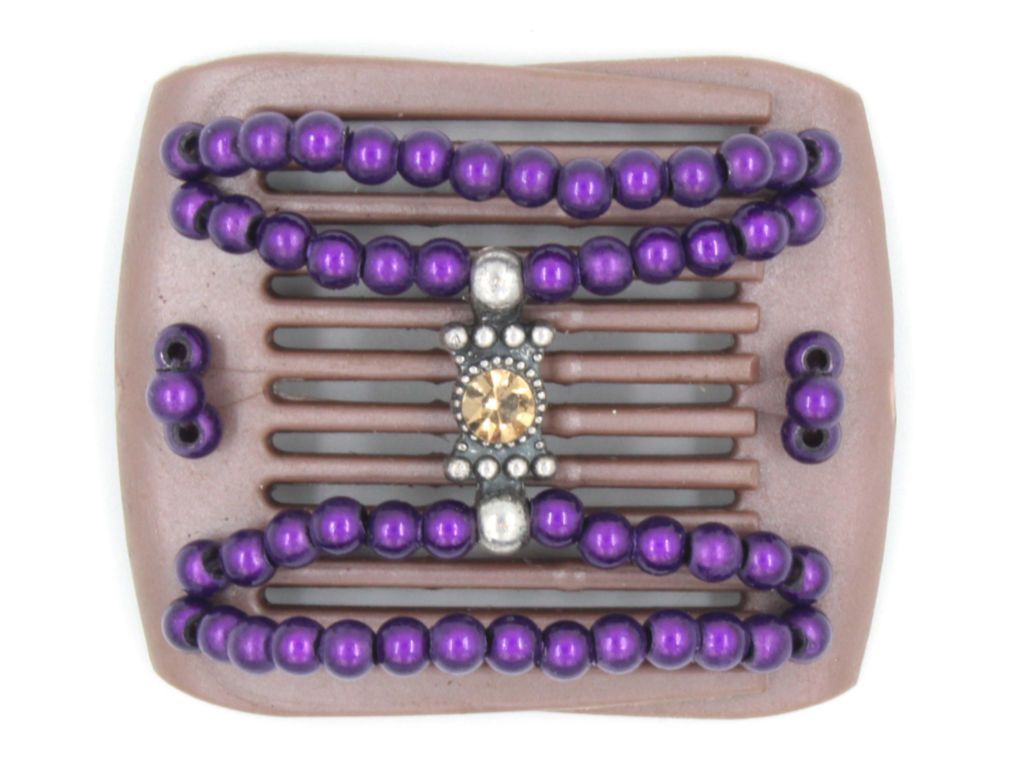 African Butterfly LadyBug Hair Comb - Brown Pearl 25