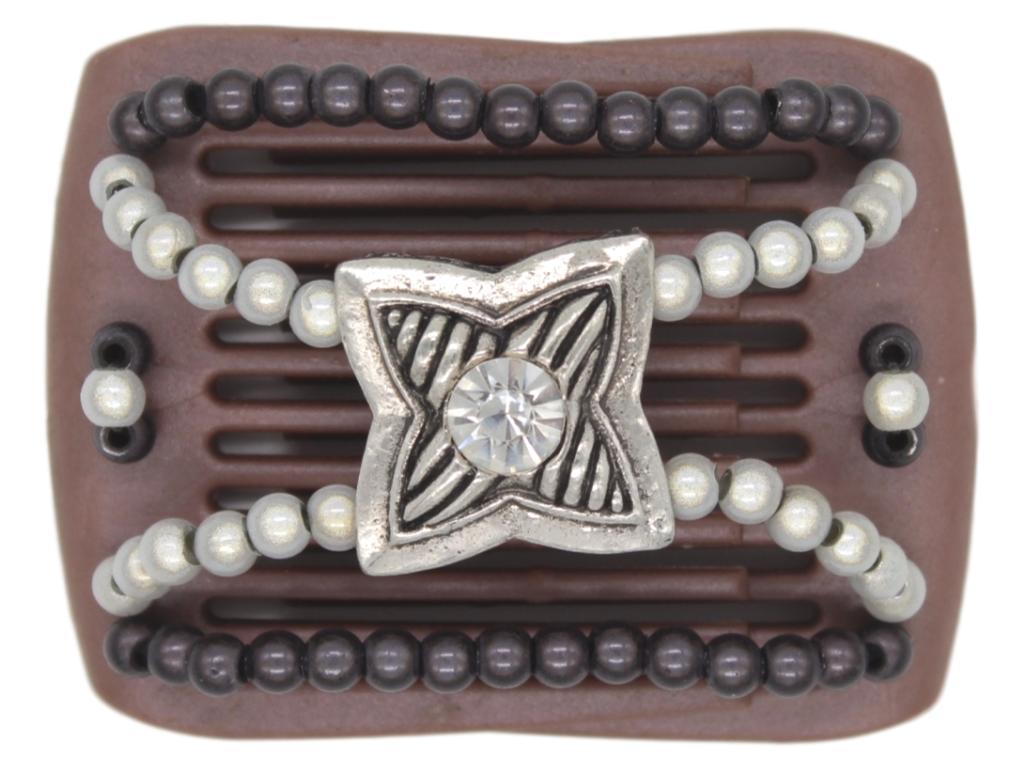 African Butterfly LadyBug Hair Comb - Brown Pearl 34