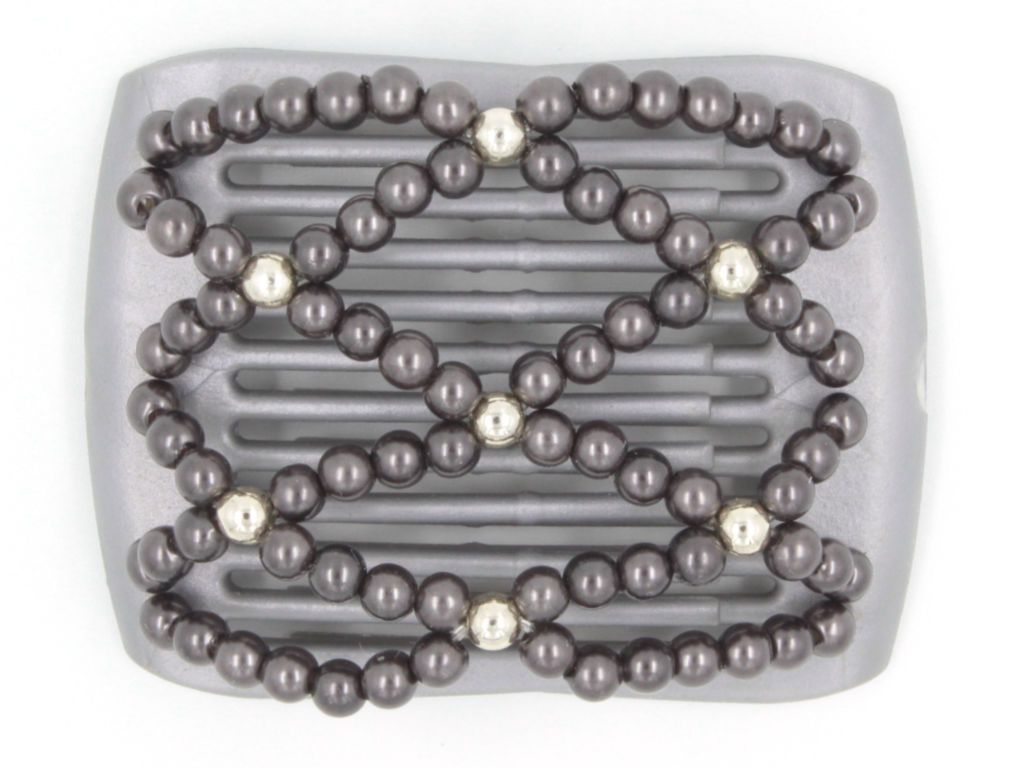 African Butterfly LadyBug Hair Comb - Gray Pearl 07