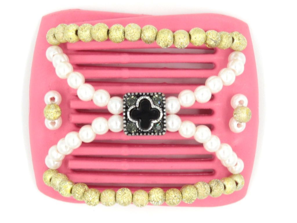 African Butterfly LadyBug Hair Comb - Pink Raspberry 04