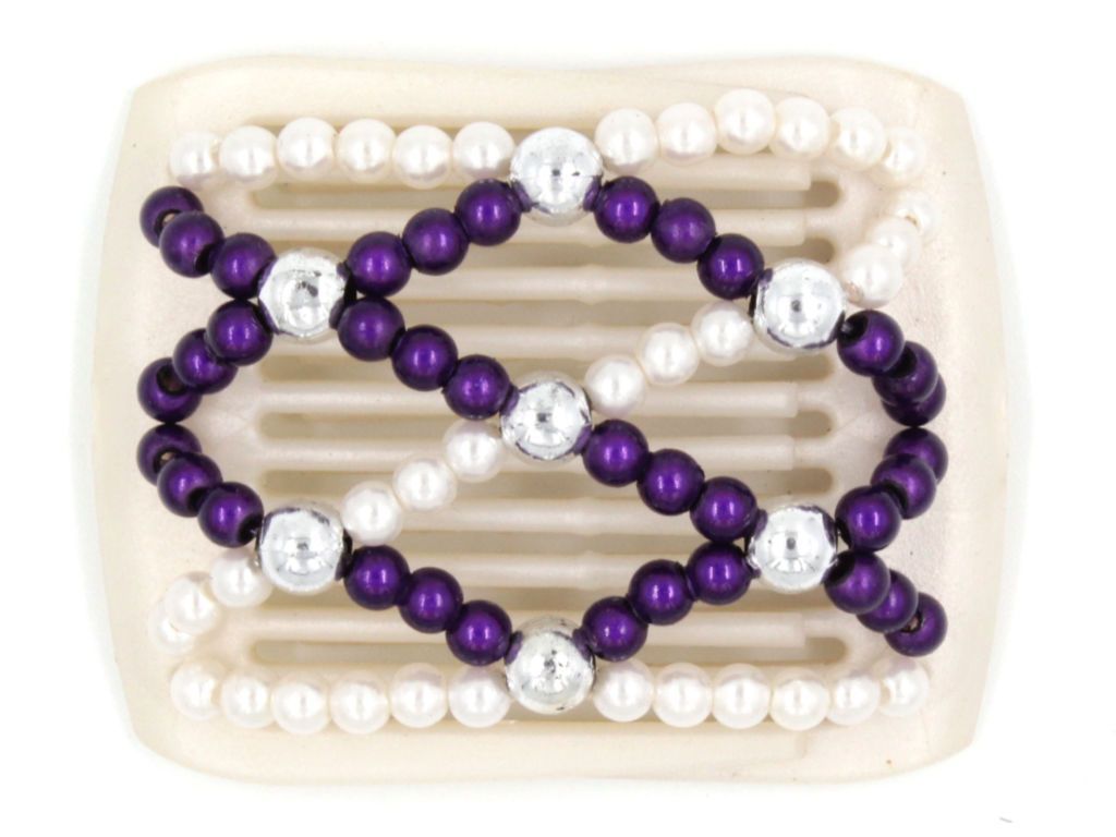 African Butterfly LadyBug Hair Comb - White Pearl 17