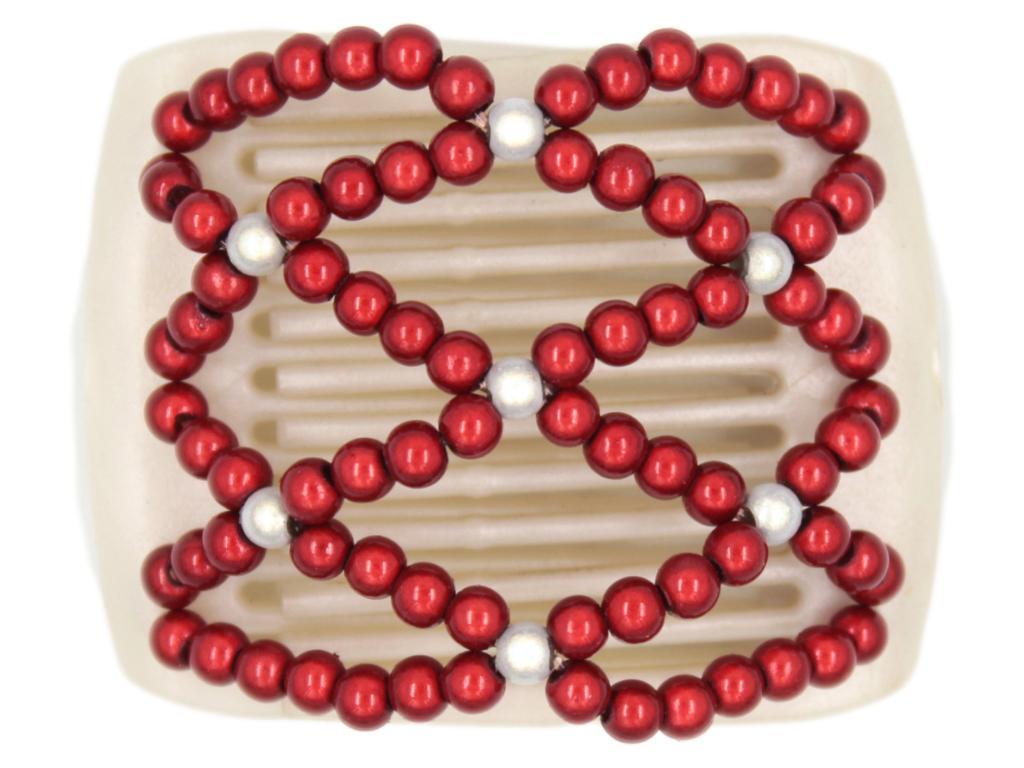 African Butterfly LadyBug Hair Comb - White Pearl 32