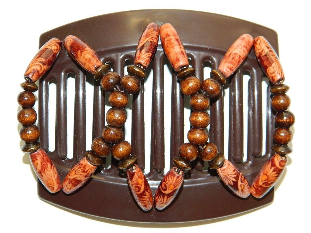 African Butterfly Thick Hair Comb - Beada Brown 83