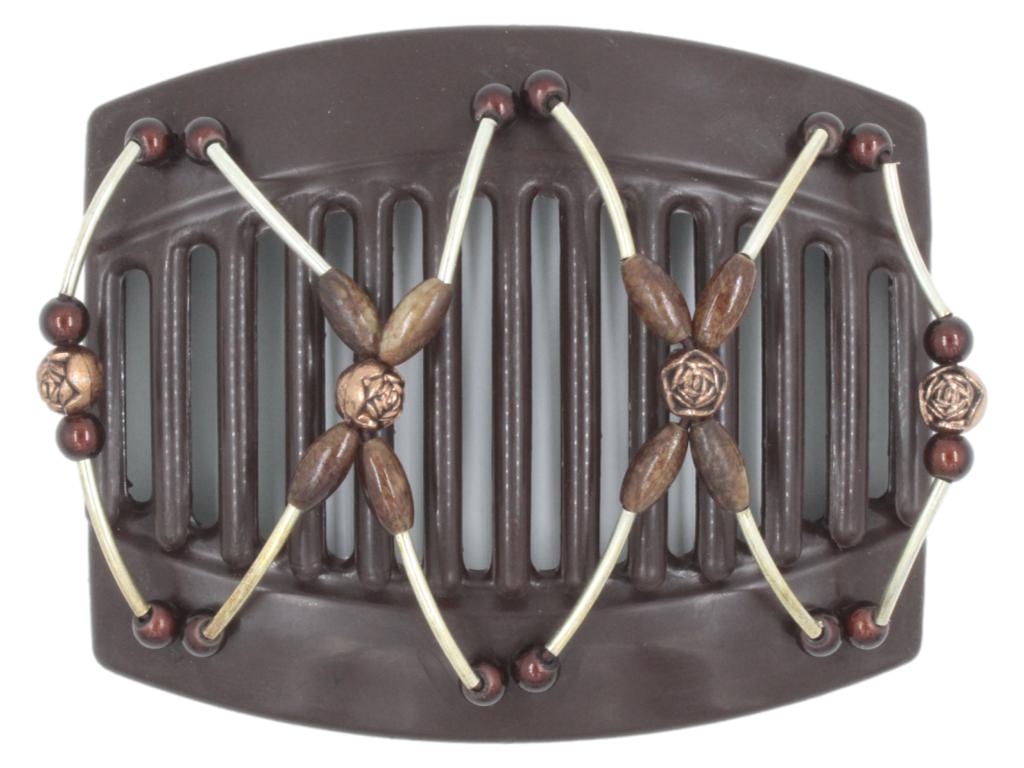 African Butterfly Thick Hair Comb - Beada Tube Brown 50