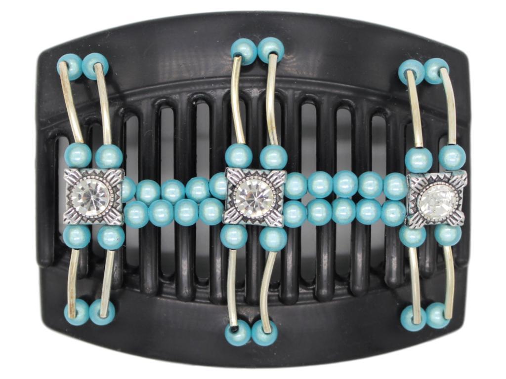 African Butterfly Thick Hair Comb - Flowers Black 37