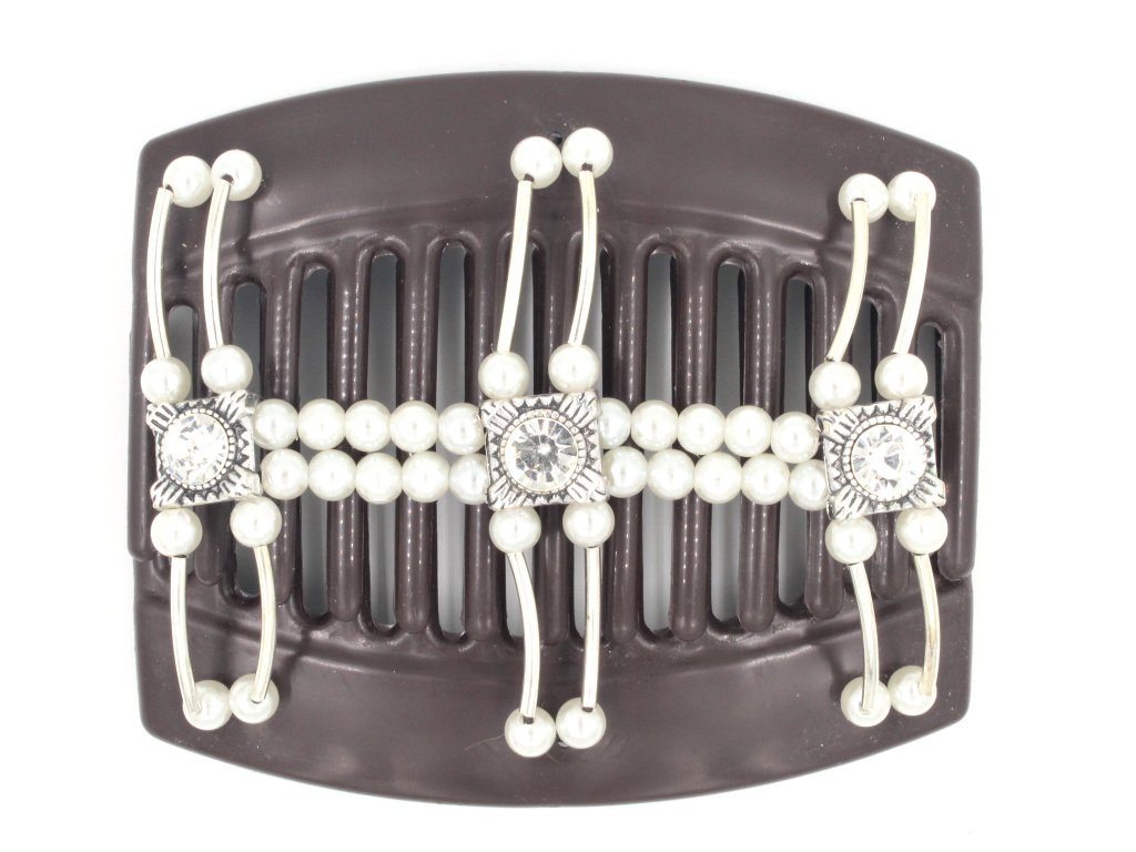 African Butterfly Thick Hair Comb - Flowers Brown 35