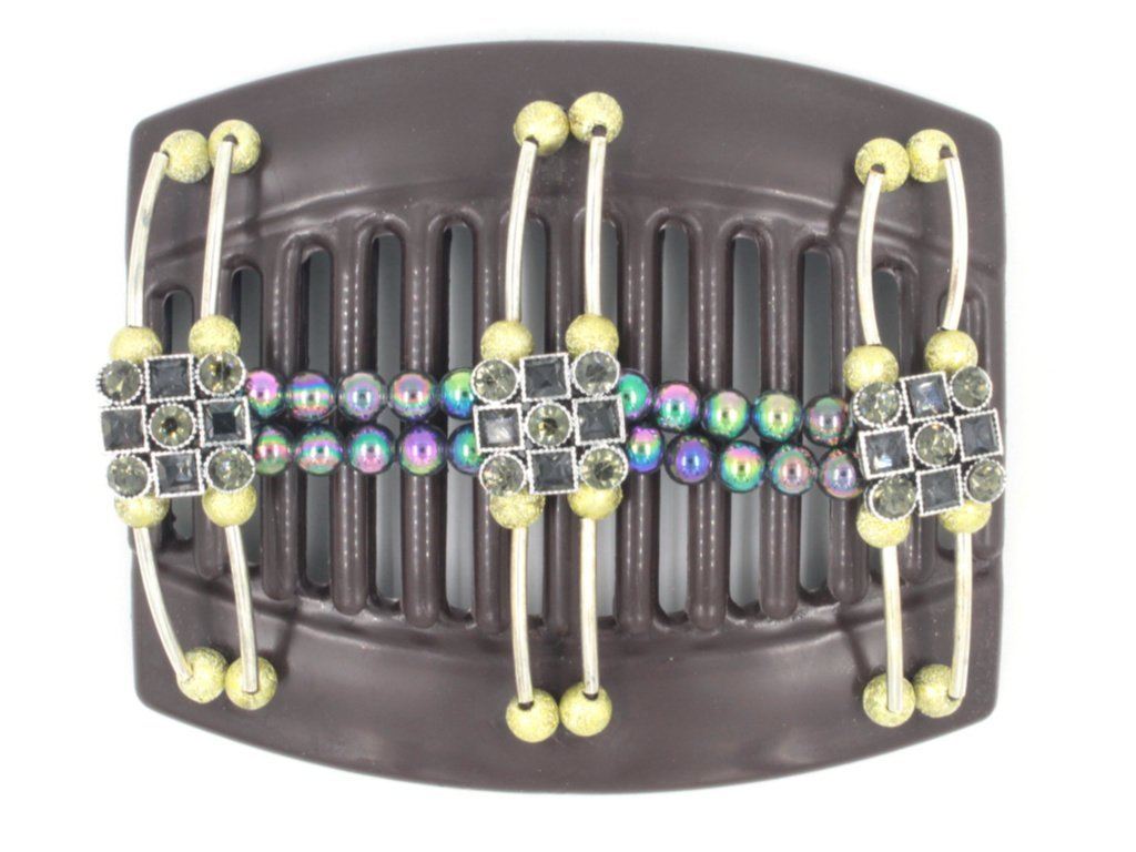 African Butterfly Thick Hair Comb - Flowers Brown 38