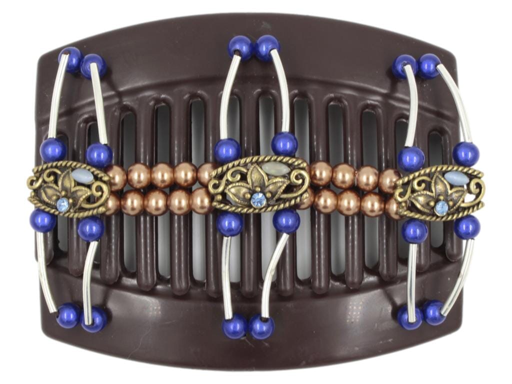 African Butterfly Thick Hair Comb - Flowers Brown 67