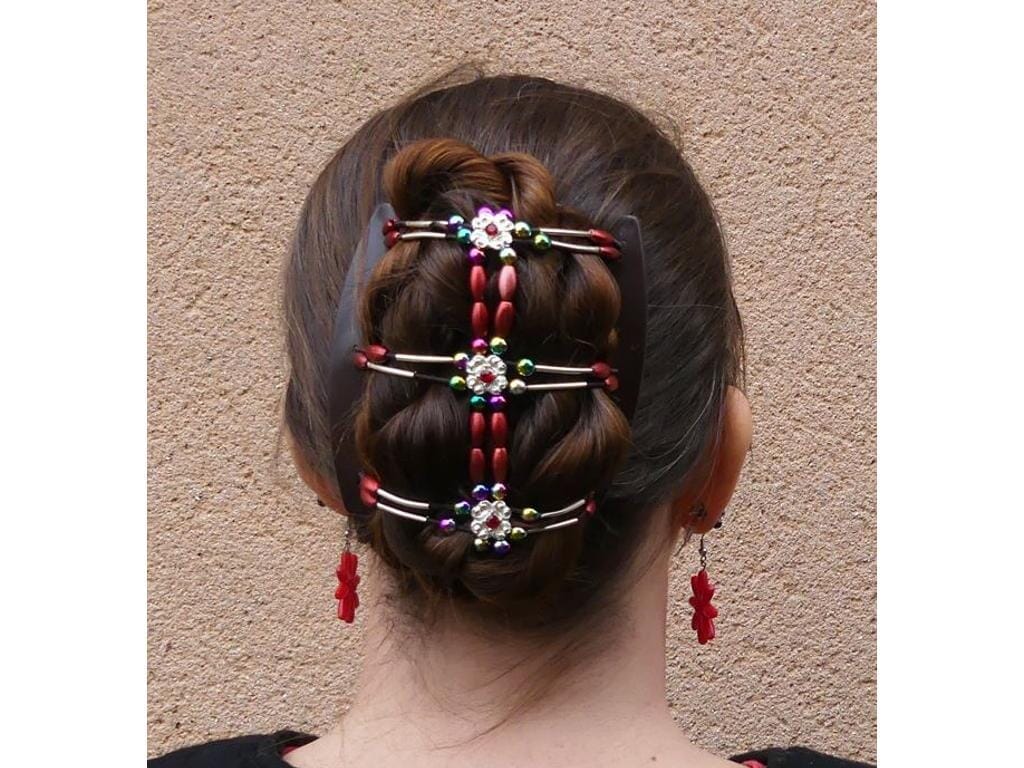 African Butterfly Thick Hair Comb - Flowers Brown 67