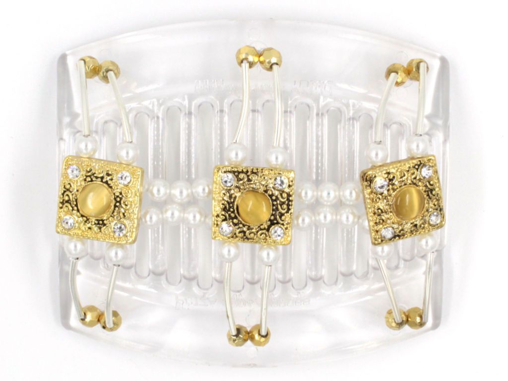 African Butterfly Thick Hair Comb - Flowers Clear 24