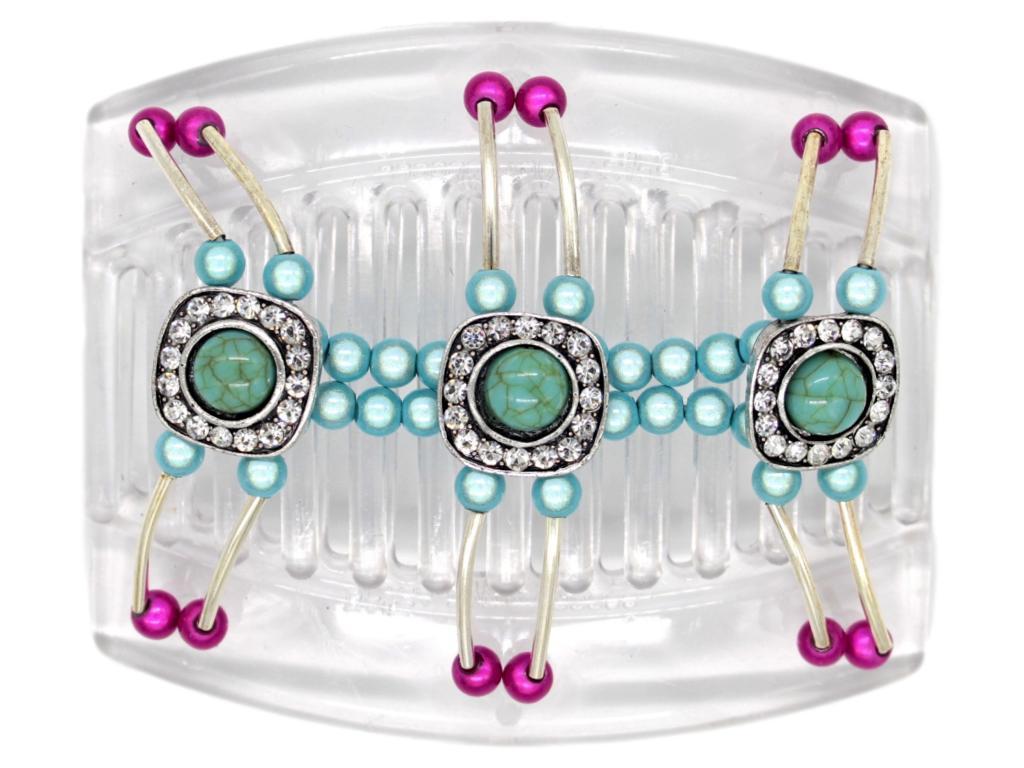 African Butterfly Thick Hair Comb - Flowers Clear 30
