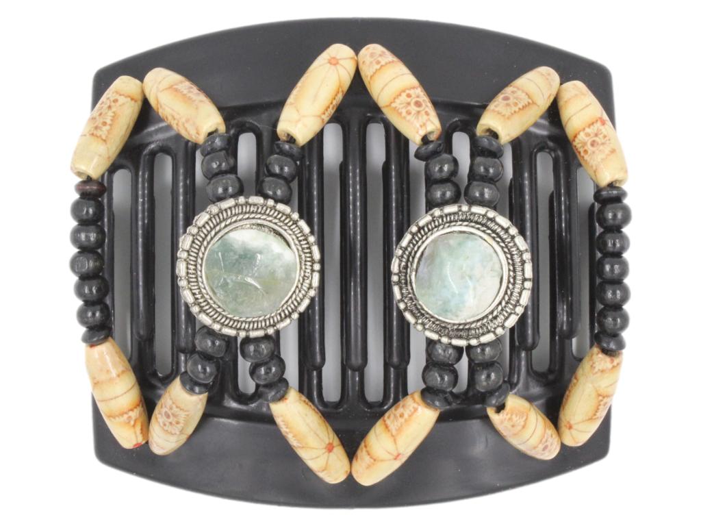 African Butterfly Thick Hair Comb - Gemstone Black 48