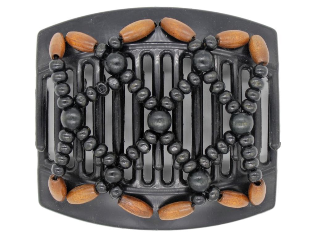 African Butterfly Thick Hair Comb - Ndebele Black 58