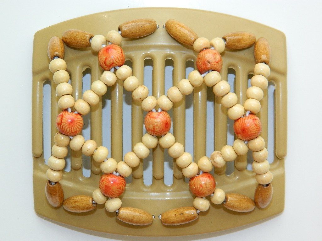 African Butterfly Thick Hair Comb - Ndebele Blonde 35