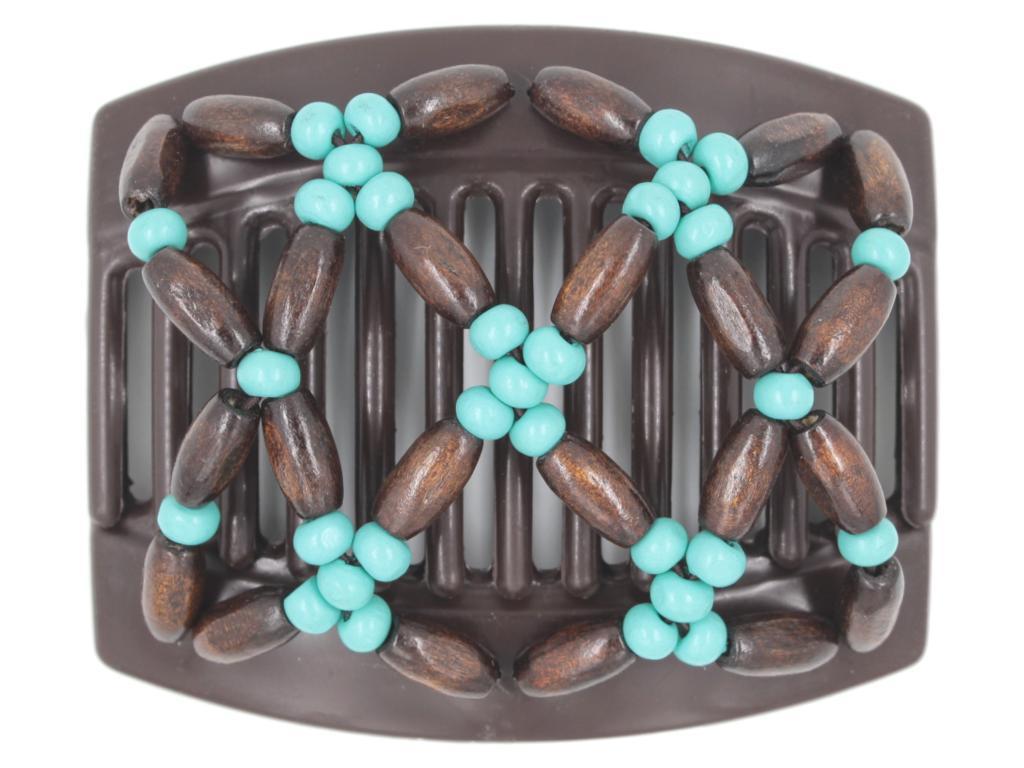 African Butterfly Thick Hair Comb - Ndebele Brown 108