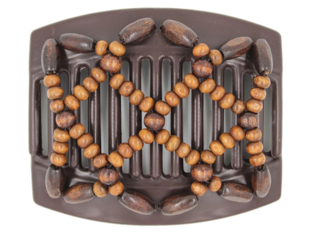 African Butterfly Thick Hair Comb - Ndebele Brown 135