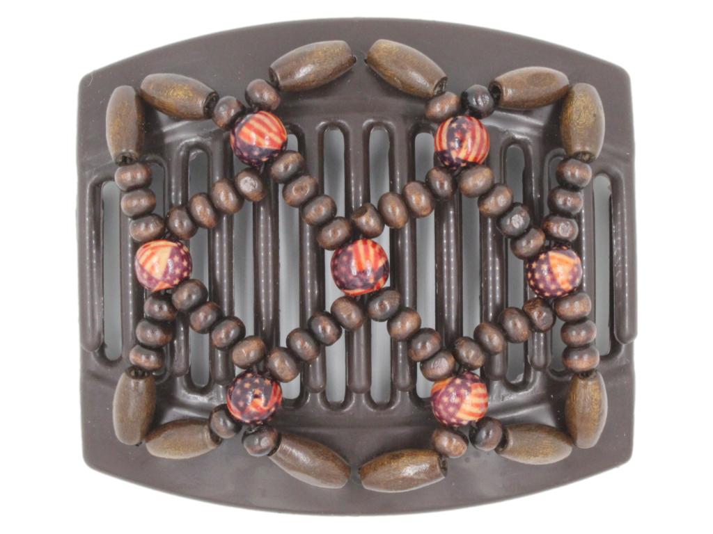 African Butterfly Thick Hair Comb - Ndebele Brown 138