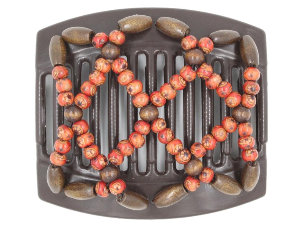 African Butterfly Thick Hair Comb - Ndebele Brown 140