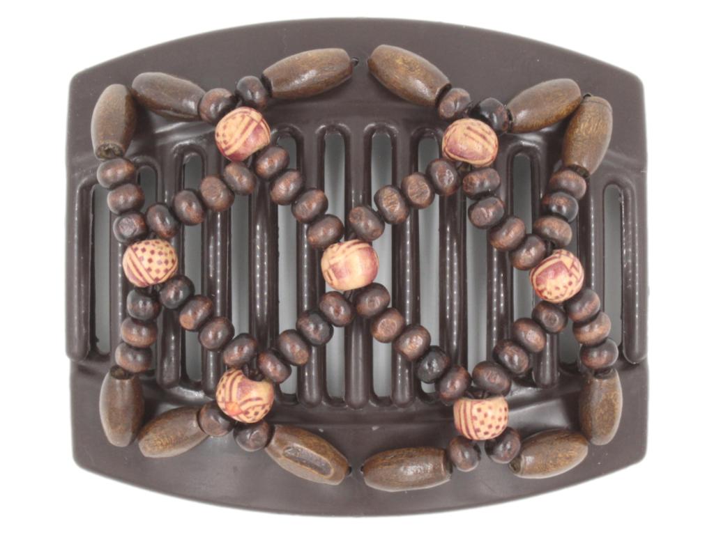 African Butterfly Thick Hair Comb - Ndebele Brown 154