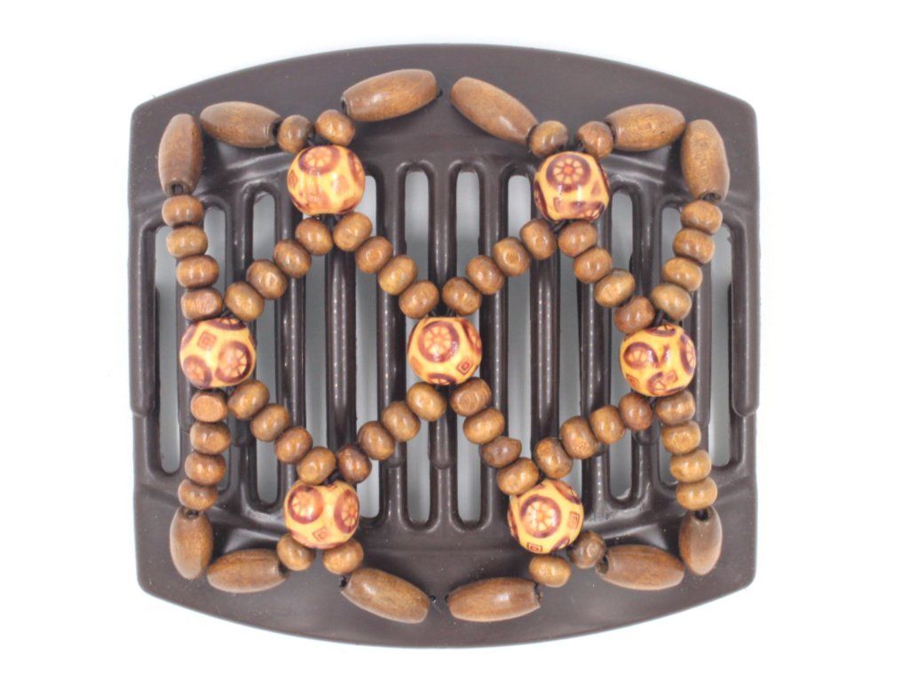 African Butterfly Thick Hair Comb - Ndebele Brown 97