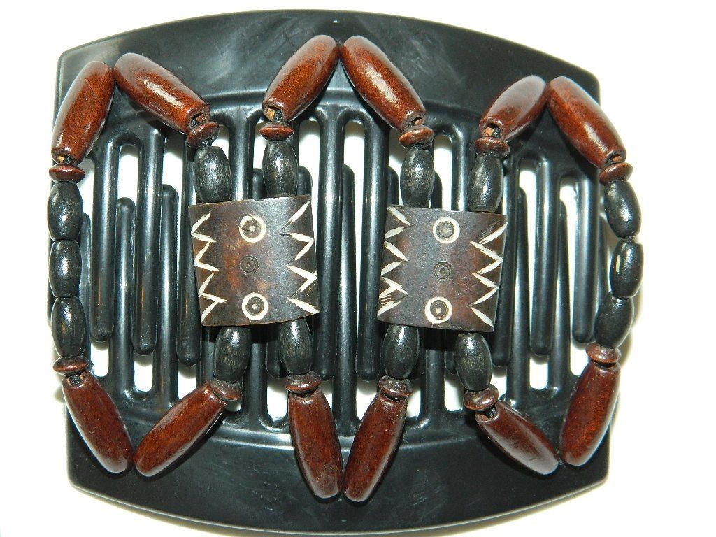 African Butterfly Thick Hair Comb - Stones & Bones Black 23