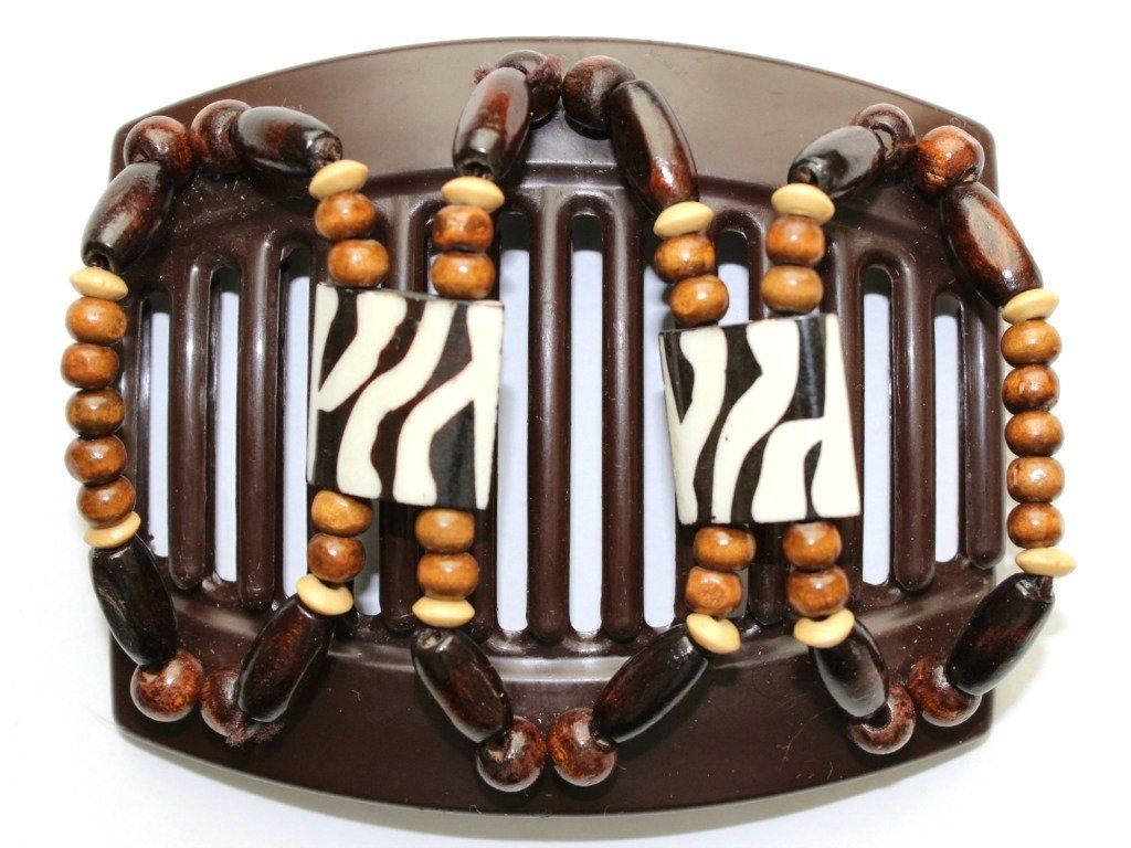 African Butterfly Thick Hair Comb - Stones & Bones Brown 43