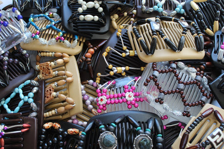 African Butterfly Gemstone Hair Combs