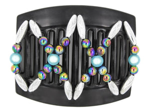 African Butterfly Thick Hair Comb - Dalena Black 147