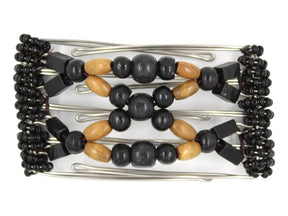 African Butterfly Wire Hair Clip - 5 Tong 440 - hair clip with black and brown beads on a white background