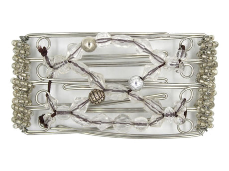 African Butterfly Wire Hair Clip - 5 Tong 441 - hair clip with clear and silver beads on a white background