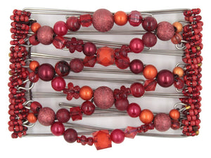 African Butterfly Wire Hair Clip - 7 Tong 761 - red beaded hair clip on a white background