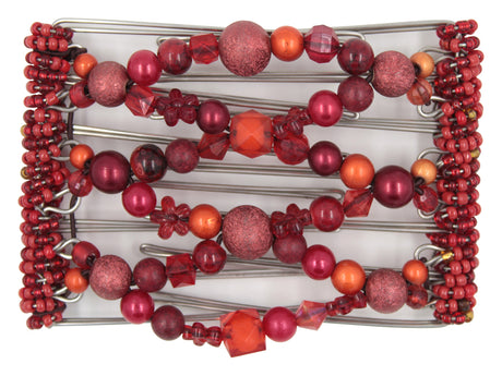 African Butterfly Wire Hair Clip - 7 Tong 761 - red beaded hair clip on a white background